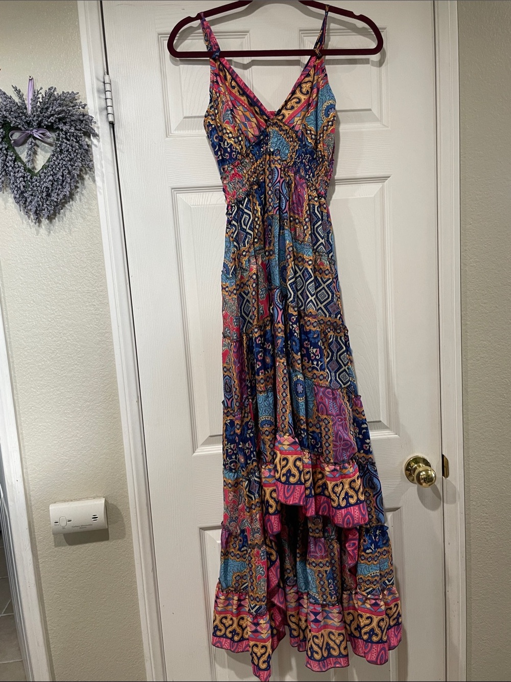 Sleeveless V-Neck Maxi Dress in Multicolor Print